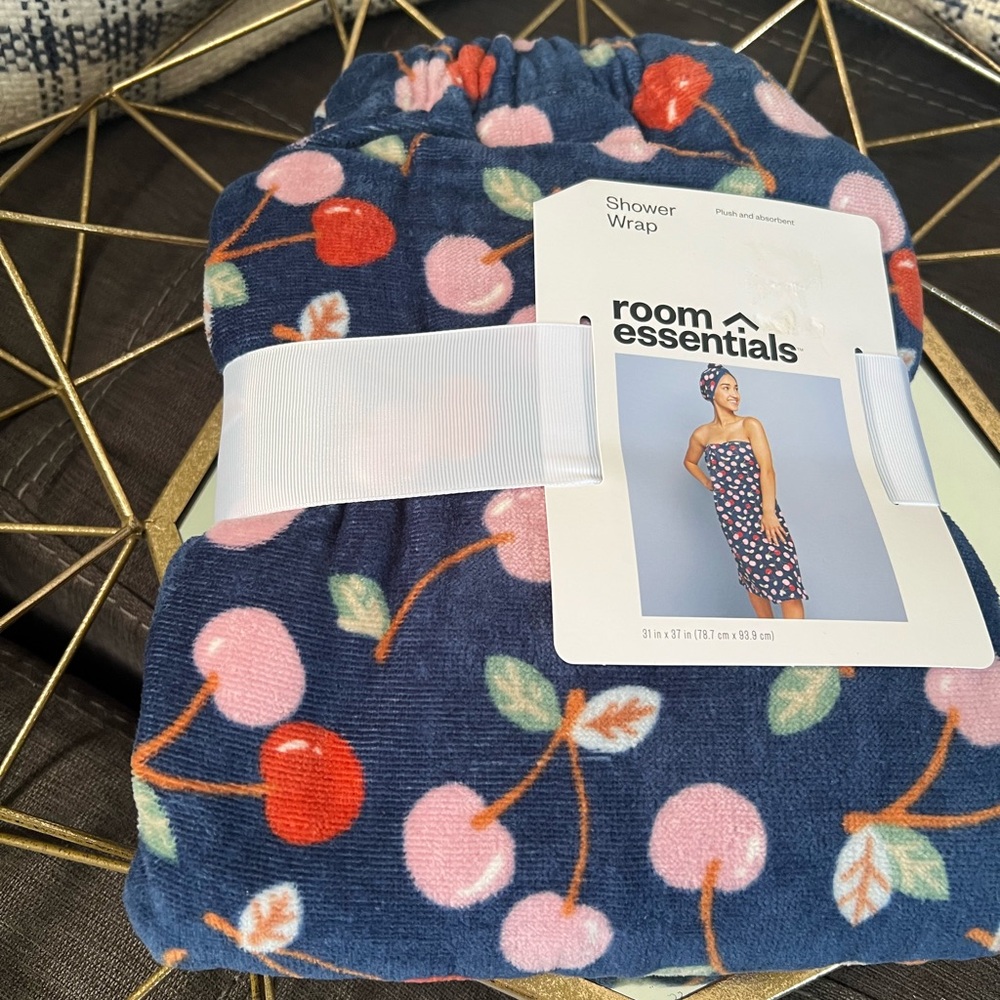 Room Essentials Navy Cherry Shower Wrap